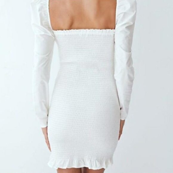 Aritzia Wilfred Maelys Dress in Mocha Smocked Ruffle Trim Size Medium - Picture 11 of 11